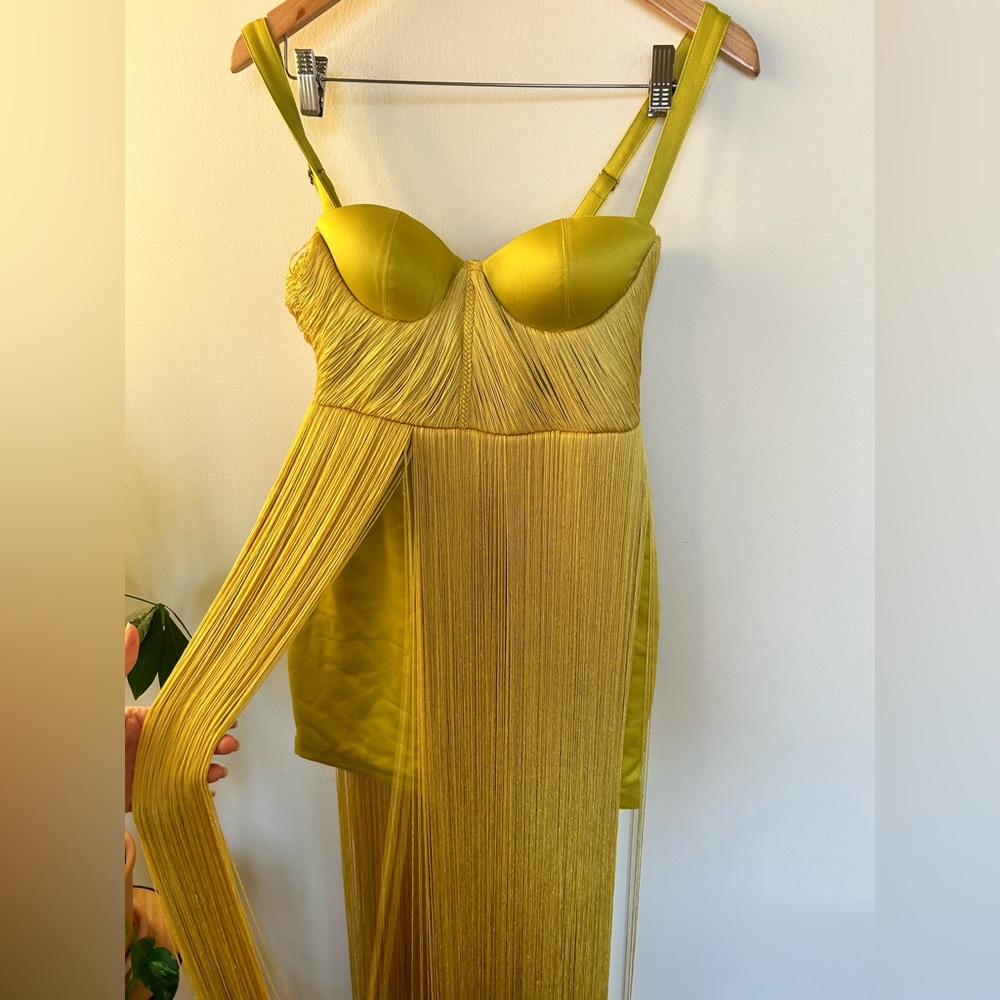 House of CB Sunshine Yellow Fringe Mini Dress - Picture 9 of 14